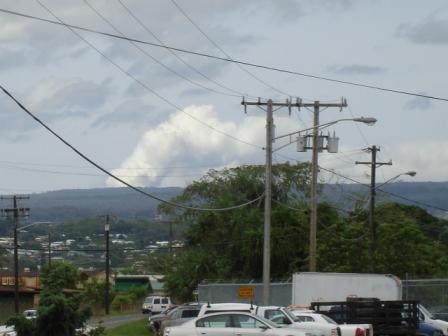 Volcano plumes seen from Hilo, Hawaii Aug 2008